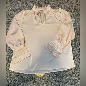 Jason Wu Pleated Cuff Ruffle-Neck Blouse - Pale Pink Size Medium